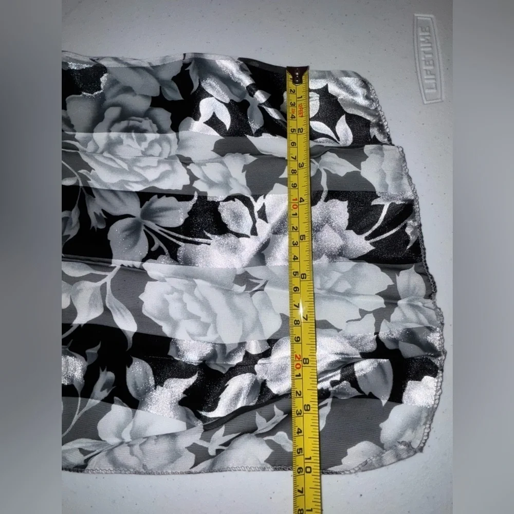 Elegant Black and White Floral Scarf
